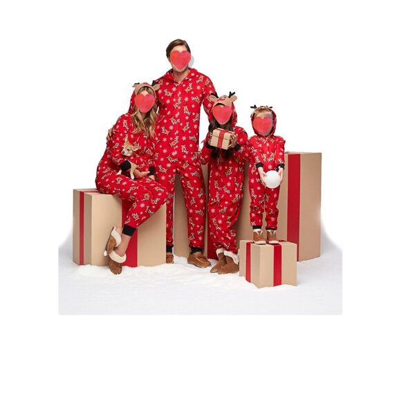 Matching Family Pajamas Reindeer Antler Zipper Onesie RED SZ XL / MOM - Picture 2 of 13